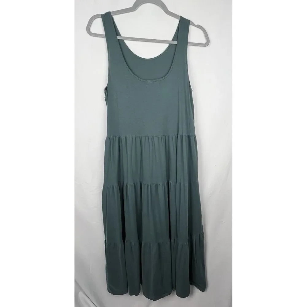 J. Crew Broken-in Jersey Tiered Sleeveless Maxi Dress Sage Green Size S